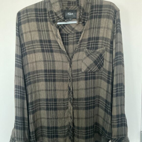 Rails Hunter in Olive Jet button down flannel shirt size Large - Picture 2 of 6